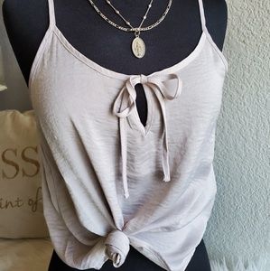Gray silk cami.